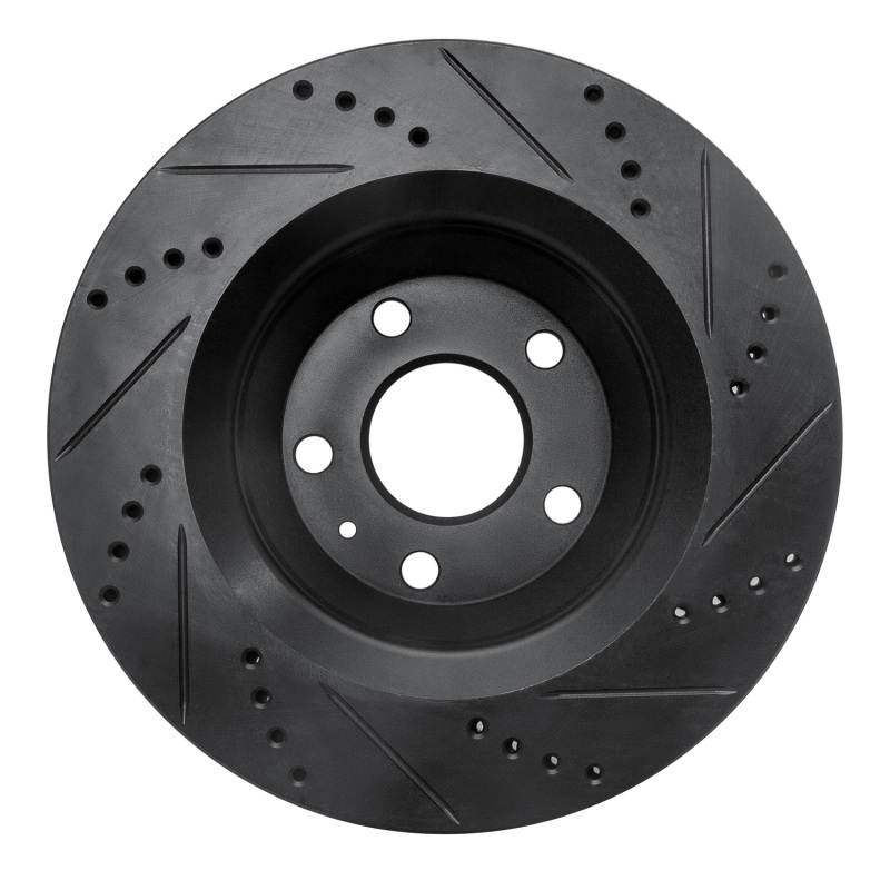Audi TTS Quattro Brake Rotor (1) - Rear Left - R1 Concepts - Drilled & Slotted - Black - `08-`15